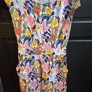 Boden Multicolor Floral Mini Dress in White, Pink, Blue, Yellow, Green, Brown